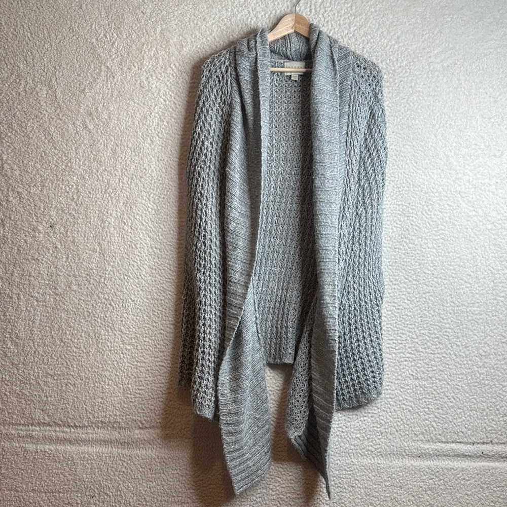 Hinge Womens Gray Knit Open Front Cardigan Vest Sweater S SMALL
